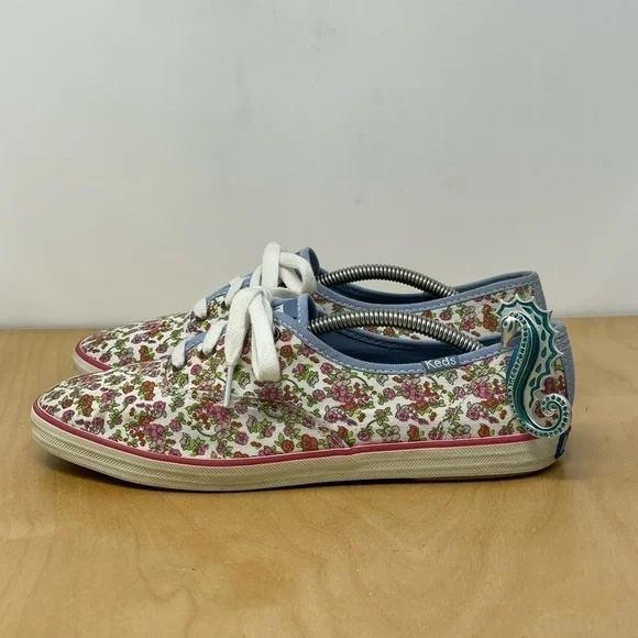 KEDS Floral Pattern Lace Up Sneakers Size 7.5 - Picture 1 of 9